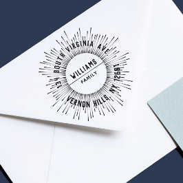 Zonnestralen Modern Elegant Familie Retouradres Rubberstempel