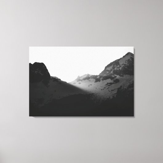 Zonnestralen over de bergen canvas afdruk (Voorkant)