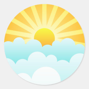 Zonnestralen over wolken ronde sticker