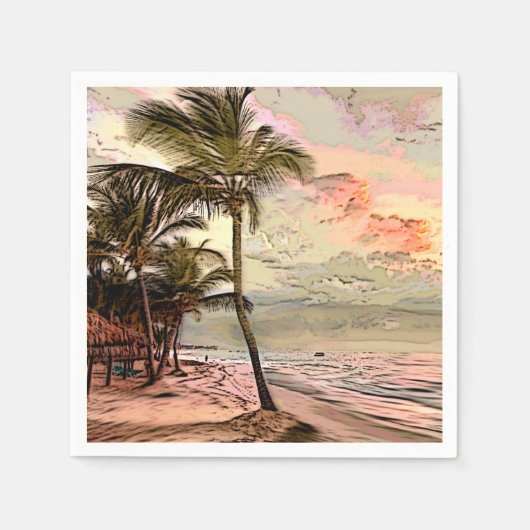 zonnestralen palmbomen ontkoppelen servet (Voorkant)