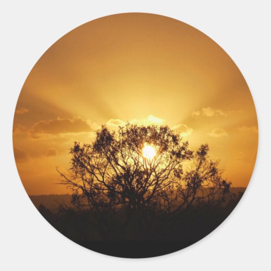 zonnestralen ronde sticker (Voorkant)