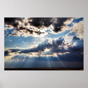 Zonnestralen van boven poster