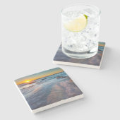 Zonnestralen verlichten de Stille Oceaan Stenen Onderzetter (Zijkant)