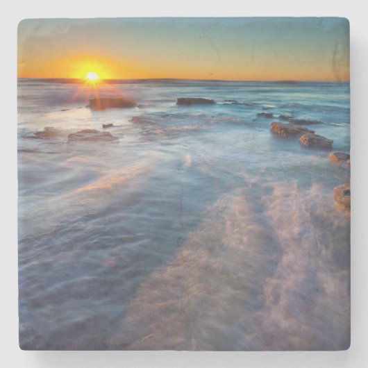 Zonnestralen verlichten de Stille Oceaan Stenen Onderzetter (Voorkant)