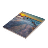 Zonnestralen verlichten de Stille Oceaan Tegeltje (Zijkant)