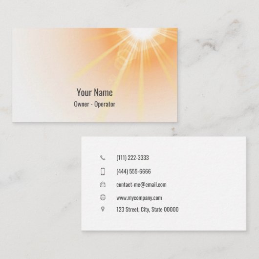  zonnestralen visitekaartje (Voorkant / Achterkant)