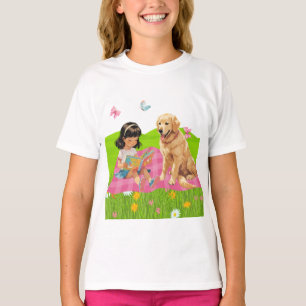 Zonnestralen & Voorlezen – Meisje en Haar Hond T-shirt