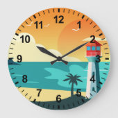 Zonnestralen vuurtoren wandklok (Voorkant)