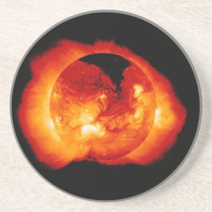 Zonnestraling en door de zon uitgestoten zonnevlam zandsteen onderzetter