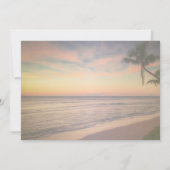 Zonnestrand bruiloft, palmen, lichten sparen de da save the date (Achterkant)