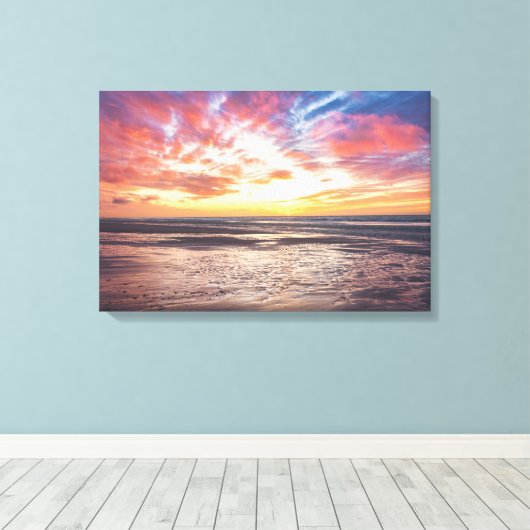 Zonnestrand en zee canvas afdruk (Insitu (Houten vloer))