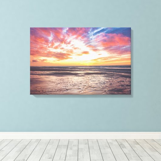 Zonnestrand en zee canvas afdruk (Insitu (Houten vloer))