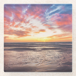 Zonnestrand en zee glazen onderzetter