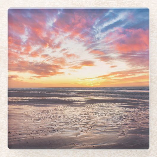 Zonnestrand en zee glazen onderzetter (Voorkant)