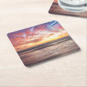 Zonnestrand en zee kartonnen onderzetters (Schuin)