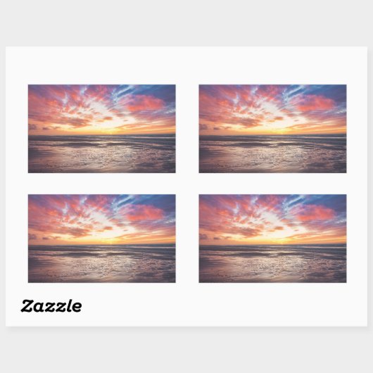 Zonnestrand en zee rechthoekige sticker (Vel)