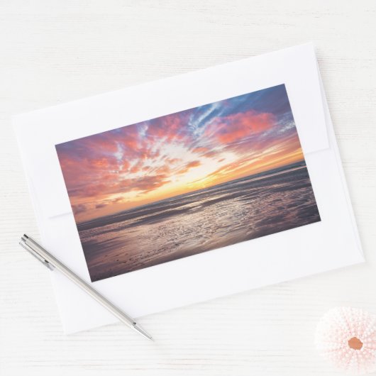 Zonnestrand en zee rechthoekige sticker (Envelop)