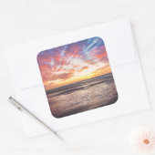 Zonnestrand en zee vierkante sticker (Envelop)