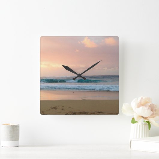 Zonnestrand met oceaan vierkante klok (Huis)