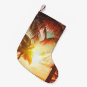 Zonnestrand met palmbomen en prachtige hemelboom kleine kerstsok (Voorkant (Hangend))