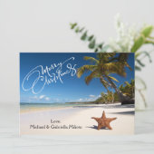 Zonnestrand met stevige kerstkaart (Staand voorkant)