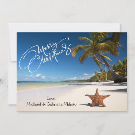 Zonnestrand met stevige kerstkaart
