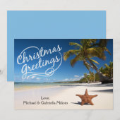 Zonnestrand met stevige kerstkaart (Voorkant / Achterkant)