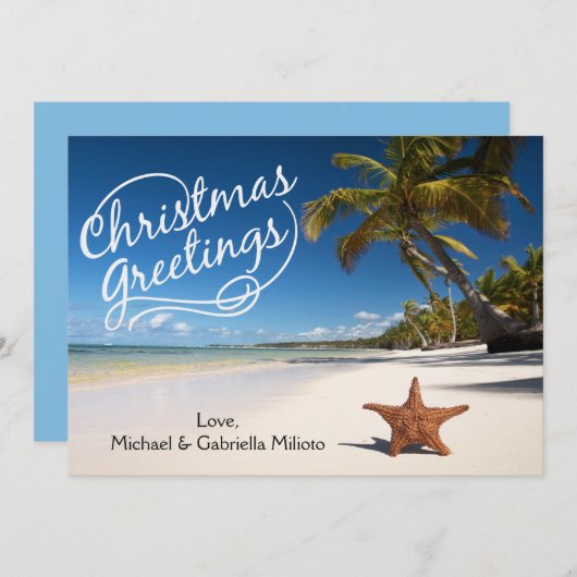 Zonnestrand met stevige kerstkaart (Voorkant / Achterkant)