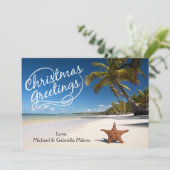 Zonnestrand met stevige kerstkaart (Staand voorkant)