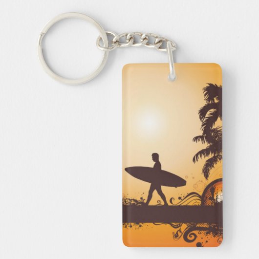 Zonnestrand met surf sleutelhanger (Voorkant)