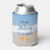 Zonnestrandbruiloft met garnalen blikjeskoeler (Blikje Voorkant)