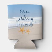 Zonnestrandbruiloft met garnalen blikjeskoeler (Achterkant)