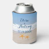 Zonnestrandbruiloft met garnalen blikjeskoeler (Blikje Achterkant)