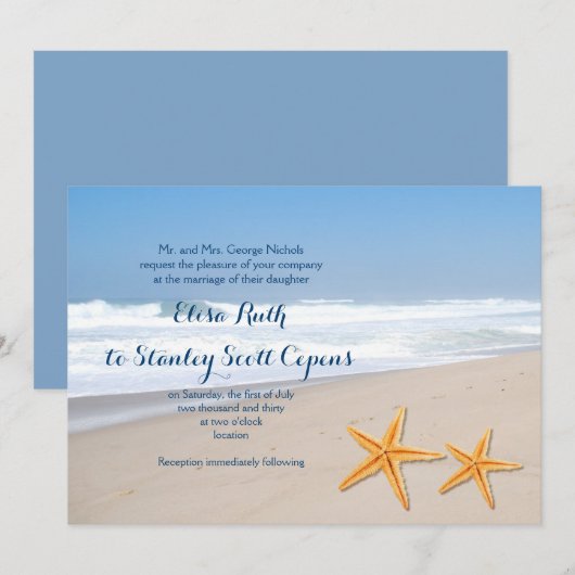 Zonnestrandbruiloft met garnalen kaart (Voorkant / Achterkant)