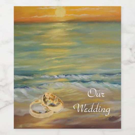 Zonnestrandwanden servetten wijn etiket (Enkel label)