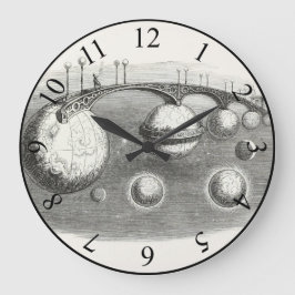  zonnesysteem zwart en wit surrealistisch grote klok