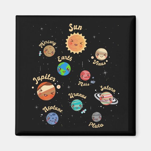 Zonnesysteemcentrales Kinder kennis buitenruimte Magneet (Voorkant)