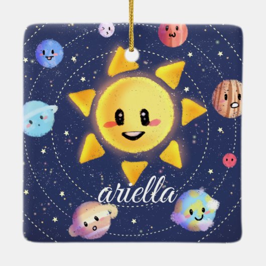 Zonnesysteemgalaxtoestellen Keramisch Ornament (Achterkant)