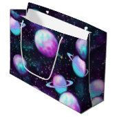 Zonnesysteemgloed | Kosmic Blue Paars roze planet Groot Cadeauzakje (Voorkant Gekanteld)