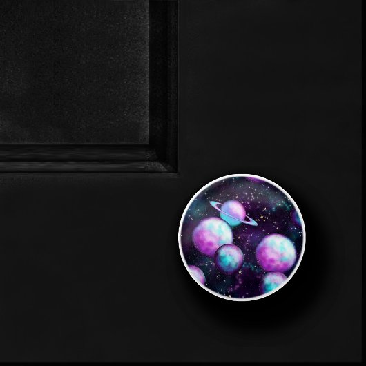 Zonnesysteemgloed | Kosmic Blue Paars roze planet Keramische Knop