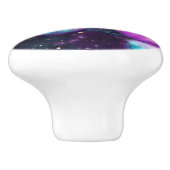 Zonnesysteemgloed | Kosmic Blue Paars roze planet Keramische Knop (Zijkant)