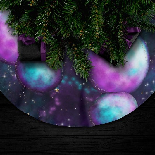 Zonnesysteemgloed | Kosmic Blue Paars roze planet Kerstboom Rok