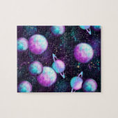 Zonnesysteemgloed | Kosmic Blue Paars roze planet Legpuzzel (Horizontaal)
