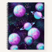 Zonnesysteemgloed | Kosmic Blue Paars roze planet Notitieboek (Voorkant)