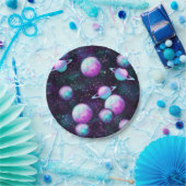 Zonnesysteemgloed | Kosmic Blue Paars roze planet Papieren Bordje (Feest)