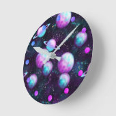 Zonnesysteemgloed | Kosmic Blue Paars roze planet Ronde Klok (Hoek)