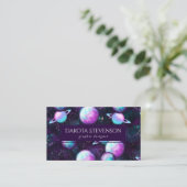 Zonnesysteemgloed | Kosmic Blue Paars roze planet Visitekaartje (Staand voorkant)