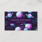 Zonnesysteemgloed | Kosmic Blue Paars roze planet Visitekaartje (Voorkant)