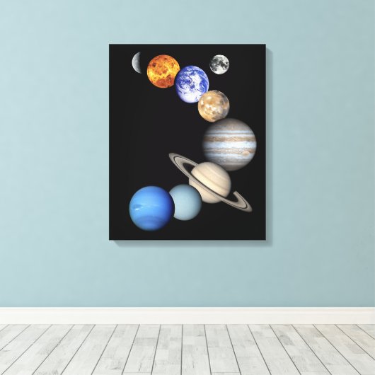 Zonnesysteemmontage Canvas Afdruk (Insitu (Houten vloer))