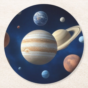 Zonnesysteemmontage Ronde Kartonnen Onderzetter